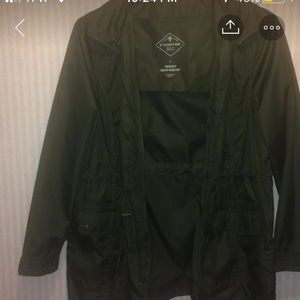 olive green rain jacket